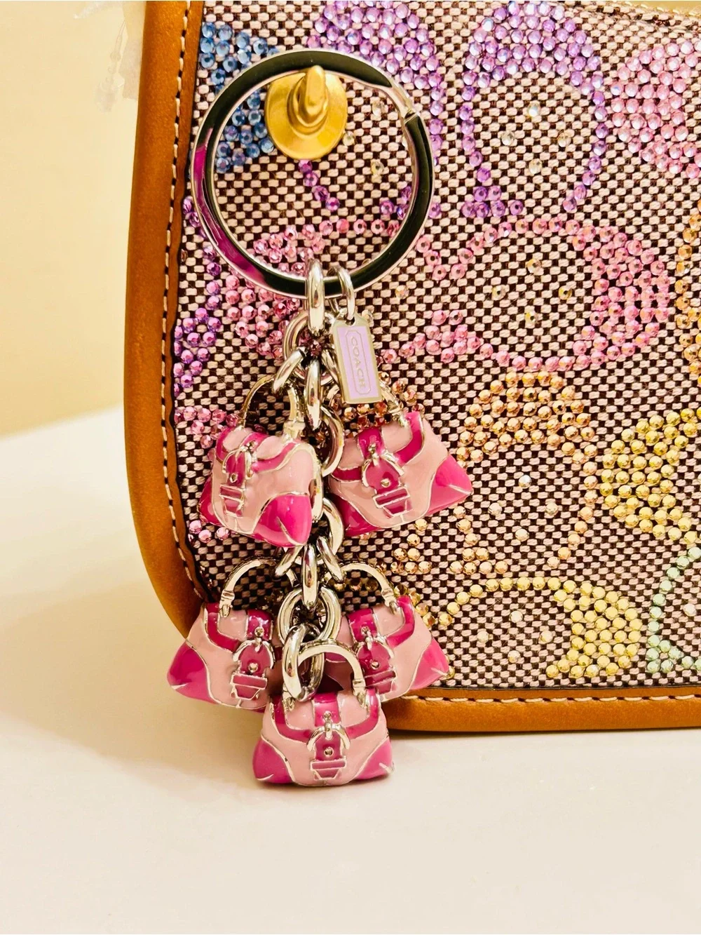 NWOT RARE Coach 3-D Y2K Pinkish Purple SoHo Keychain/ Bag Charm